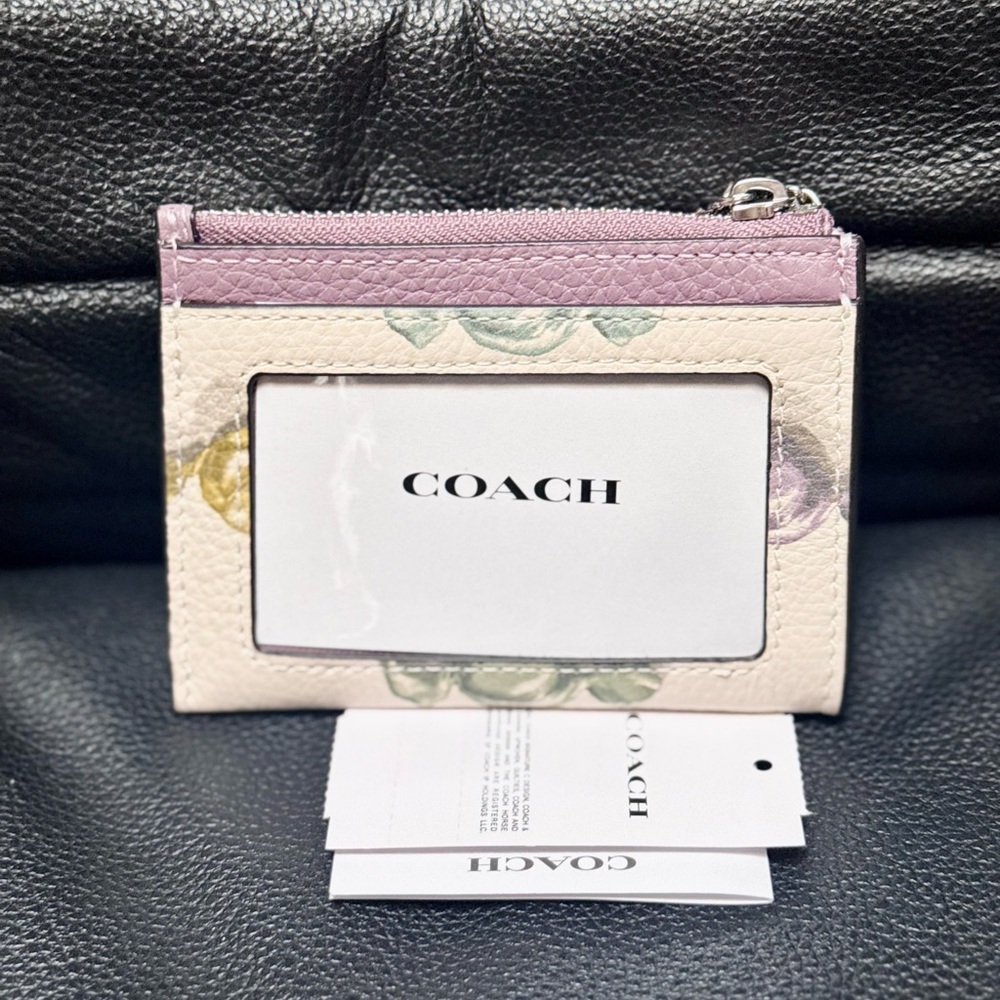 COACH Mini Skinny Id Case With Candy Print & Charm Refined Pebble Leather CDF93 - Picture 6 of 14